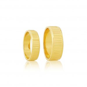 22k Rectangle Lined Couple Rings 18g