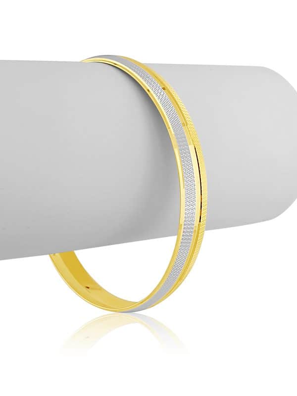 22k Yellow Gold Two Tone Bangle for Men