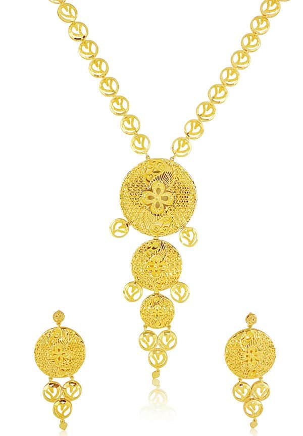 22k Gold Triple Circle Necklace Set 50g