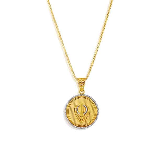 22k Khanda Solid Two Tone Pendant 6g