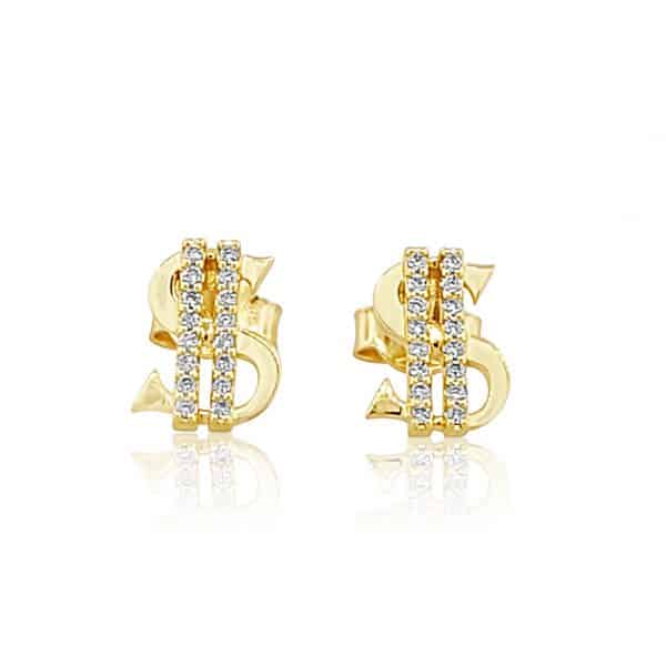 18k Diamond Dollar Sign Earrings 4g