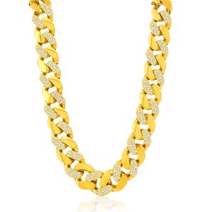 22k Cubic Zirconia Curb Link Chain 70.62g-50cm