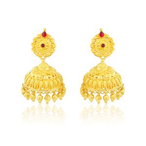 22k Ruby Detailed Jhumka Earrings 19.54g