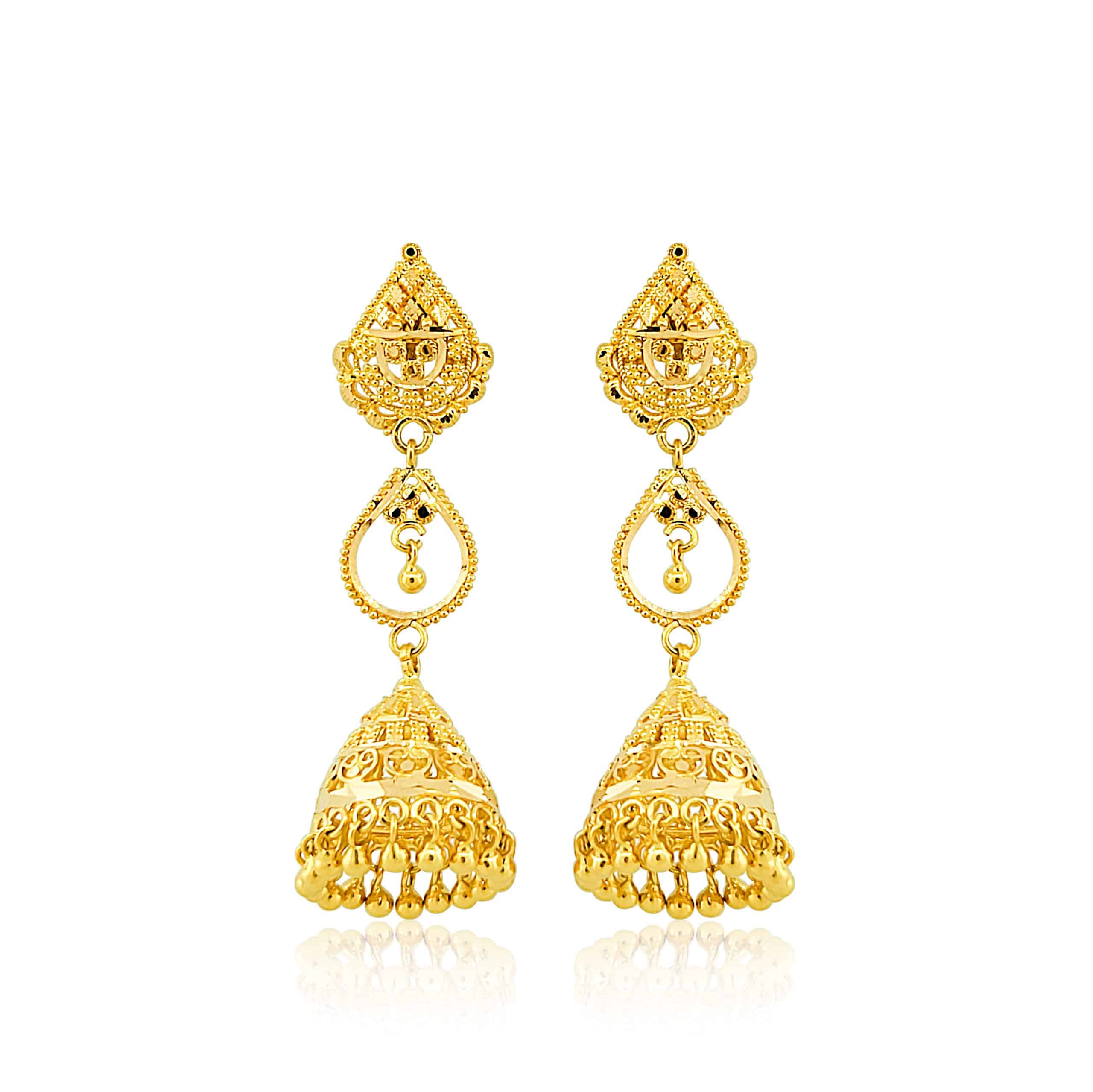 22k Fancy Drop Earrings 9.91g | OM Jewellers