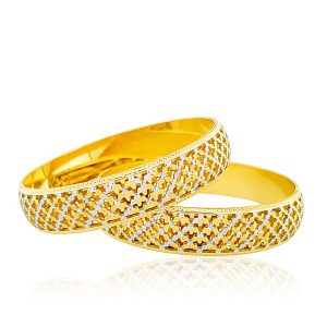 22k Diamond Effect Two Tone Bangles 85g