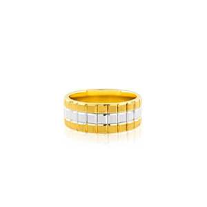22k Two Tone Mens Detailed Band 12.15g
