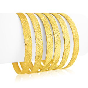 22k Set Of Six Star Detailed Bangles 102.63g