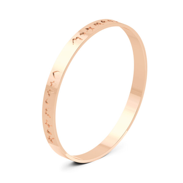 Rose gold butterfly and heart patterned bangle
