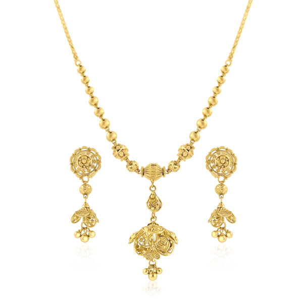 Floral gold necklace and earring set